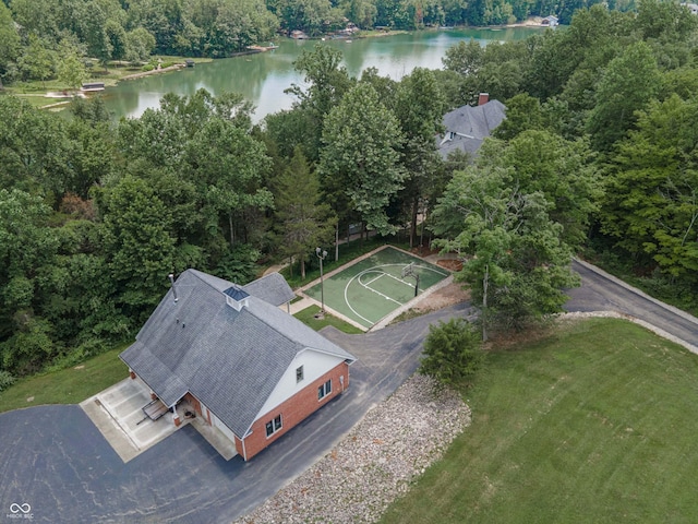 13299 W Wildflower Dr, Columbus, IN 47201 - drone / aerial view of a large body of water and a heavily wooded area