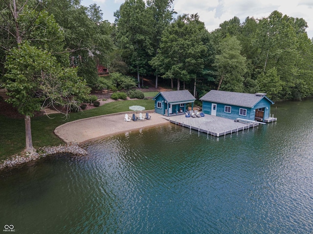 13299 W Wildflower Dr, Columbus, IN 47201 - dock featuring an exterior structure and a deck with water view