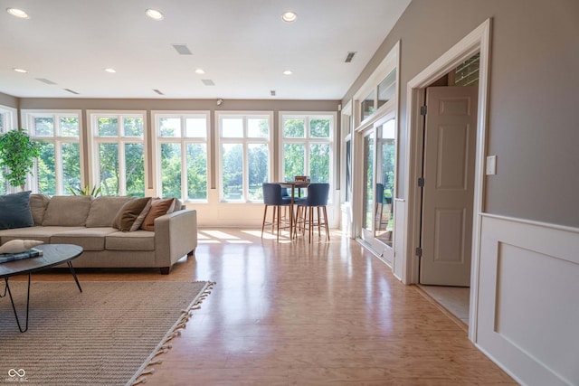 13299 W Wildflower Dr, Columbus, IN 47201 - living area featuring light wood-type flooring and recessed lighting