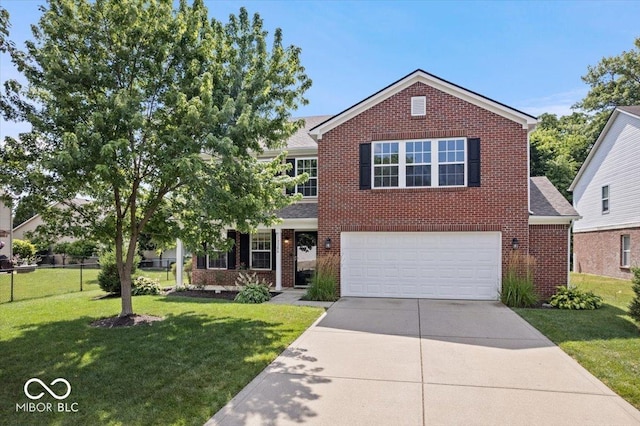 13386 Smokey Quartz Ln, Fishers, IN 46038 - traditional-style house with brick siding, driveway, a garage, and a shingled roof