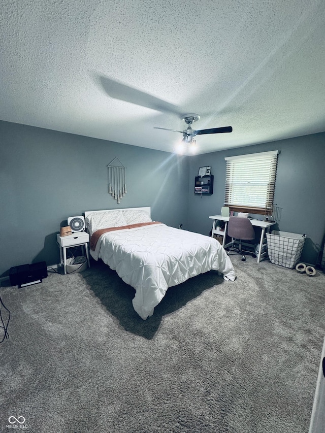 5818 N Fortville Pike, Greenfield, IN 46140 - carpeted bedroom featuring a textured ceiling and ceiling fan
