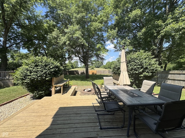 5818 N Fortville Pike, Greenfield, IN 46140 - deck featuring outdoor dining space and a fenced backyard