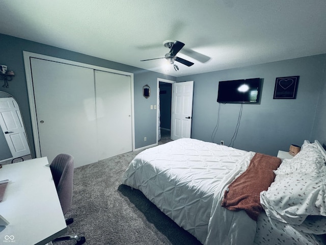 5818 N Fortville Pike, Greenfield, IN 46140 - bedroom with a closet, carpet flooring, and ceiling fan