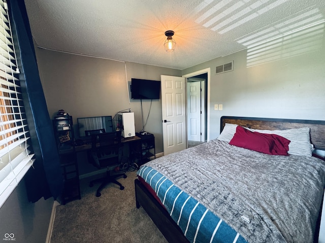 5818 N Fortville Pike, Greenfield, IN 46140 - bedroom with carpet flooring, a desk, and a textured ceiling