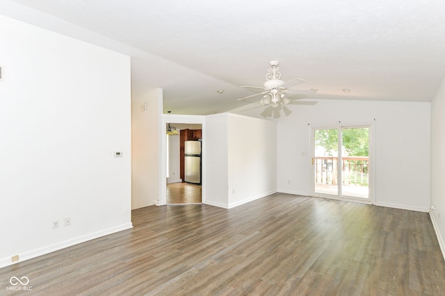 7547 Prairie Lake Dr, Indianapolis, IN 46256 - unfurnished room featuring wood finished floors, vaulted ceiling, and ceiling fan
