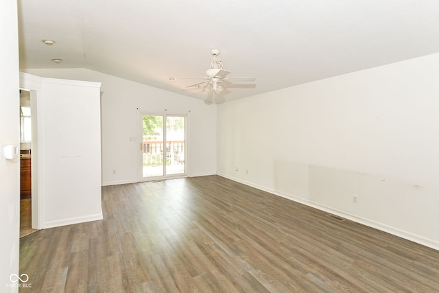 7547 Prairie Lake Dr, Indianapolis, IN 46256 - empty room with wood finished floors, lofted ceiling, and ceiling fan