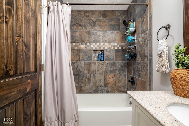 2748 S Meridian Rd, Greenfield, IN 46140 - full bathroom with vanity and shower / tub combo with curtain