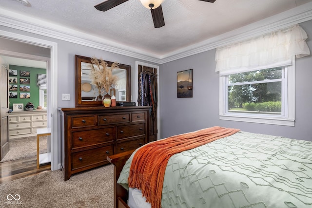 2748 S Meridian Rd, Greenfield, IN 46140 - carpeted bedroom featuring ceiling fan and crown molding