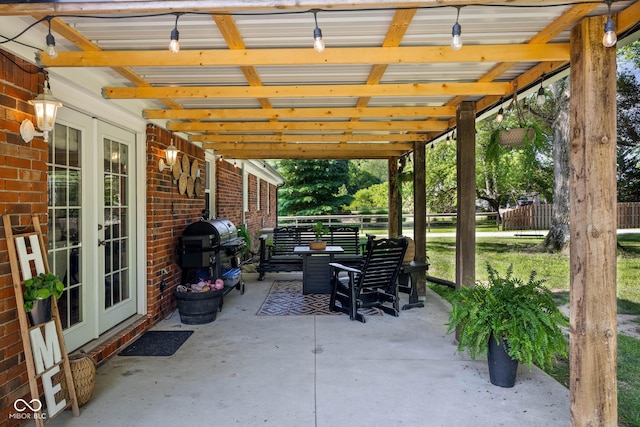 2748 S Meridian Rd, Greenfield, IN 46140 - view of patio / terrace featuring area for grilling and french doors