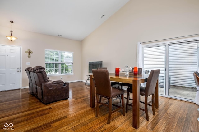 9751 Roxbury Dr, Fishers, IN 46038 - dining room with wood finished floors and high vaulted ceiling