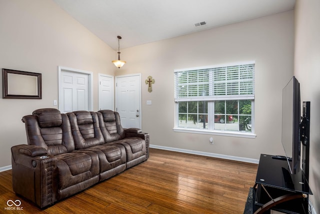 9751 Roxbury Dr, Fishers, IN 46038 - living area featuring wood finished floors and lofted ceiling