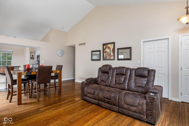 9751 Roxbury Dr, Fishers, IN 46038 - living room with high vaulted ceiling and wood finished floors