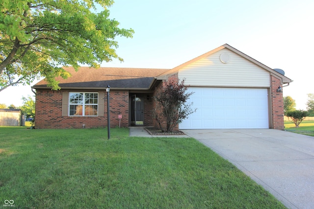 12221 Tallowtree Ct, Indianapolis, IN 46236 - single story home featuring brick siding, concrete driveway, a garage, a front lawn, and a shingled roof