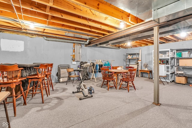 3244 W Burning Tree Rd, Crawfordsville, IN 47933 - unfinished below grade area featuring carpet floors and electric panel