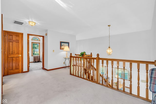 3244 W Burning Tree Rd, Crawfordsville, IN 47933 - hallway featuring an upstairs landing and carpet flooring