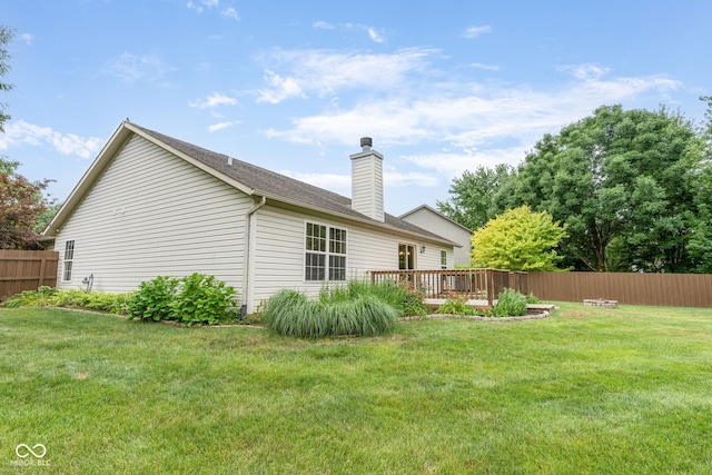 14098 Mimosa Ct, Fishers, IN 46038 - view of side of property with a chimney, a wooden deck, and roof with shingles