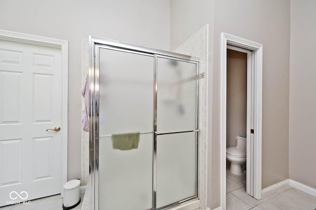 7844 N Timber Run Ct, Indianapolis, IN 46256 - bathroom featuring a stall shower and tile patterned floors