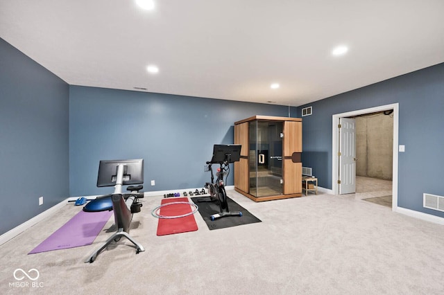 7844 N Timber Run Ct, Indianapolis, IN 46256 - exercise room featuring recessed lighting and carpet floors