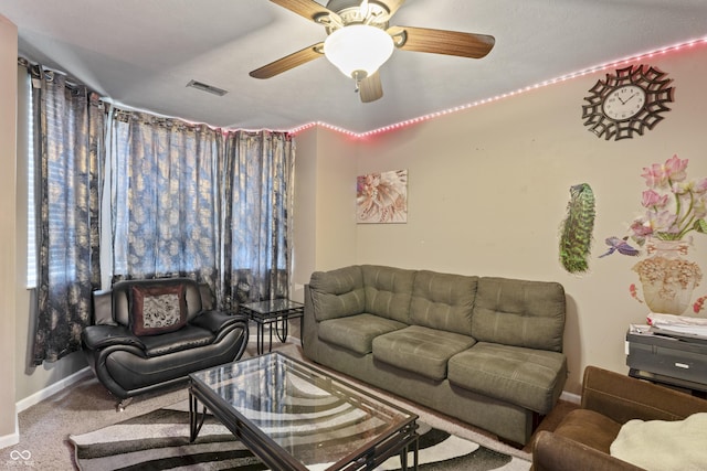 6933 Lohr Way, Indianapolis, IN 46214 - carpeted living area with baseboards and ceiling fan