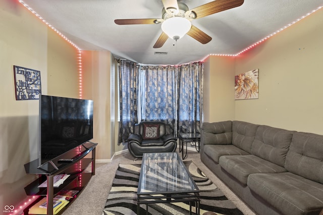6933 Lohr Way, Indianapolis, IN 46214 - carpeted living room with a ceiling fan