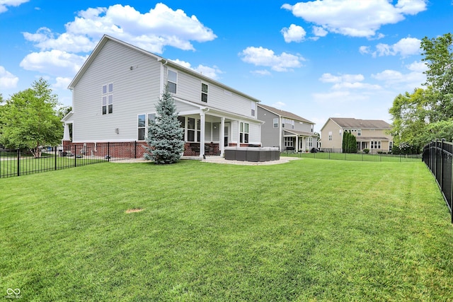 10490 Cleary Trace Dr, Fishers, IN 46040 - back of property with a fenced backyard, a patio area, an outdoor living space, and brick siding