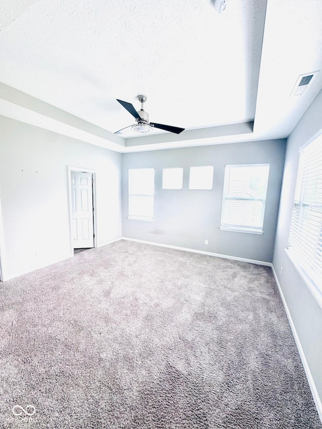 4732 Bethel Creek Blvd, Indianapolis, IN 46239 - unfurnished room with a ceiling fan, carpet, a tray ceiling, and a textured ceiling