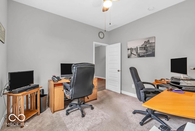 9470 Tobin Cir, Avon, IN 46123 - carpeted home office featuring baseboards and a ceiling fan