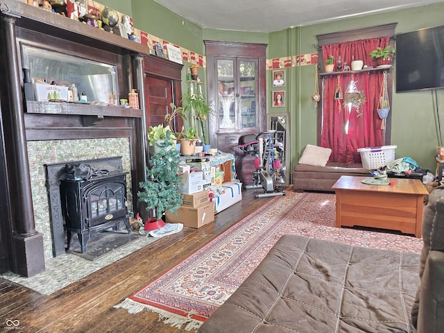170 N County Road 1000 W, Greensburg, IN 47240 - living room featuring wood finished floors and a wood stove