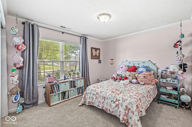 577 Austrian Way, Avon, IN 46123 - bedroom featuring ornamental molding, carpet, and a textured ceiling