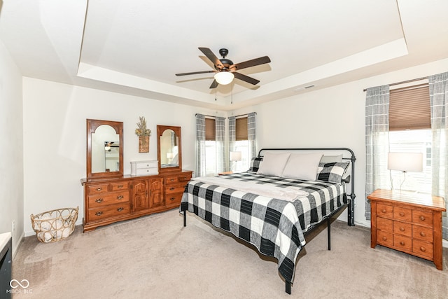 6819 Park Grove Blvd, Whitestown, IN 46075 - bedroom with a raised ceiling, light colored carpet, and multiple windows