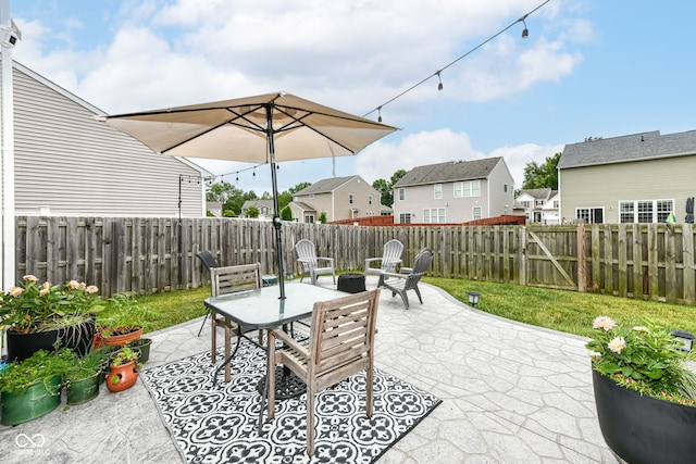 6819 Park Grove Blvd, Whitestown, IN 46075 - fenced backyard with a residential view and a patio area