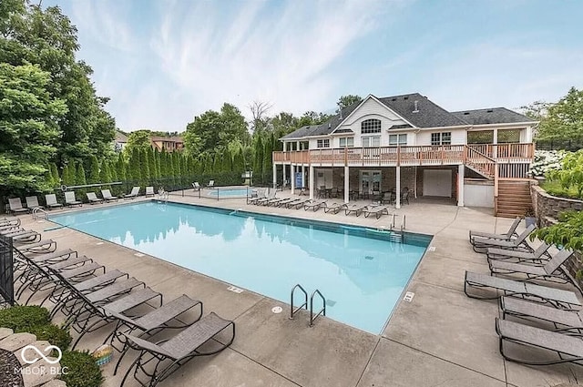 16424 Brookhollow Dr, Noblesville, IN 46062 - community pool featuring stairs, a patio area, and a deck