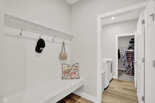 15744 Kohut Ln, Westfield, IN 46074 - mudroom featuring washer and dryer and light wood finished floors