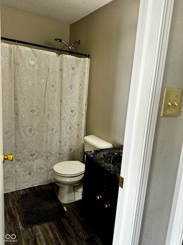 12583 Courage Xing, Fishers, IN 46037 - full bathroom featuring wood finished floors, a textured ceiling, vanity, a shower with curtain, and a textured wall