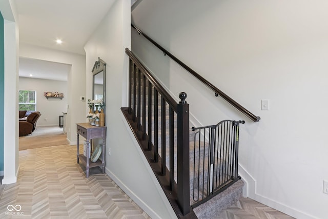 1022 Cyprian Way, Lebanon, IN 46052 - staircase featuring baseboards and recessed lighting