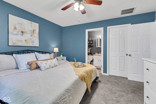 7702 Wood Stream Dr, Indianapolis, IN 46239 - bedroom featuring carpet, ensuite bath, and ceiling fan