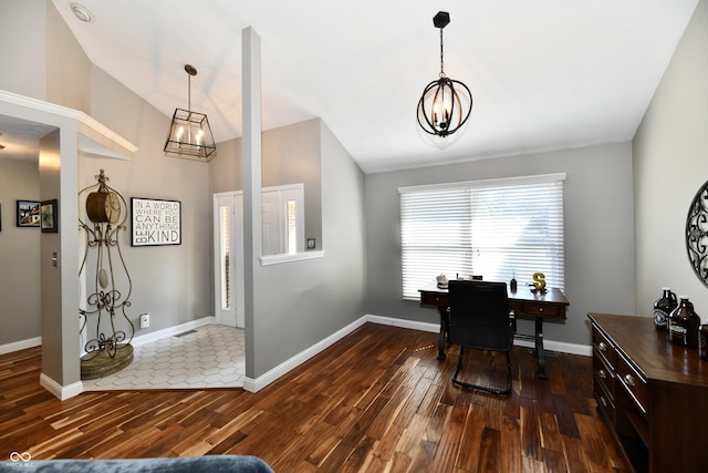 114 Sunrise Ln, Lizton, IN 46149 - office space featuring a chandelier and wood finished floors