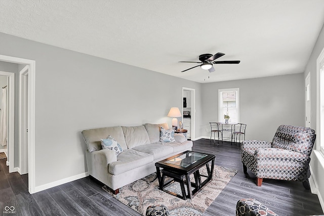 3664 S 550 E, Franklin, IN 46131 - living area featuring ceiling fan and dark wood-style flooring