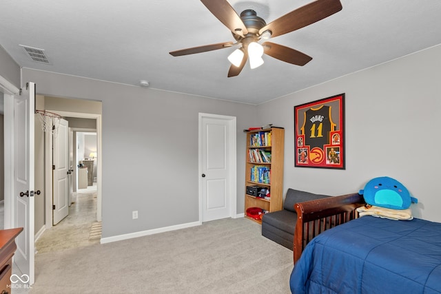 16338 Portage Trail Ln, Fortville, IN 46040 - bedroom with light colored carpet and a ceiling fan