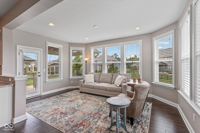 16338 Portage Trail Ln, Fortville, IN 46040 - living area with dark wood-style floors and recessed lighting