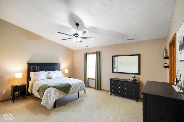 4001 Oakfield Dr, Indianapolis, IN 46237 - bedroom with light carpet, a textured ceiling, and ceiling fan