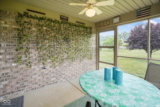 4001 Oakfield Dr, Indianapolis, IN 46237 - sunroom with a ceiling fan and outdoor dining area