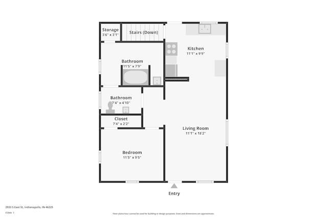 2933 S E St, Indianapolis, IN 46225 - view of room layout