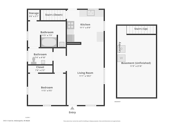 2933 S E St, Indianapolis, IN 46225 - view of property floor plan
