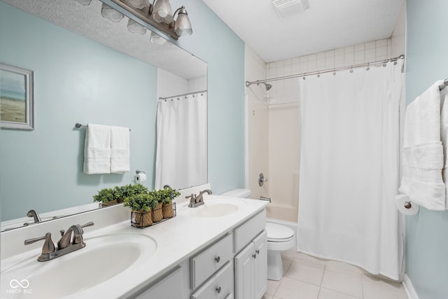 2025 W Morse Dr, Cicero, IN 46034 - full bathroom with double vanity, tile patterned flooring, and shower / bathtub combination with curtain