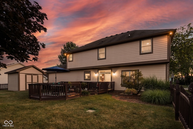 2025 W Morse Dr, Cicero, IN 46034 - rear view of house with a fenced backyard, a wooden deck, and a shed