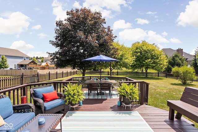 2025 W Morse Dr, Cicero, IN 46034 - wooden deck featuring a fenced backyard and outdoor dining area