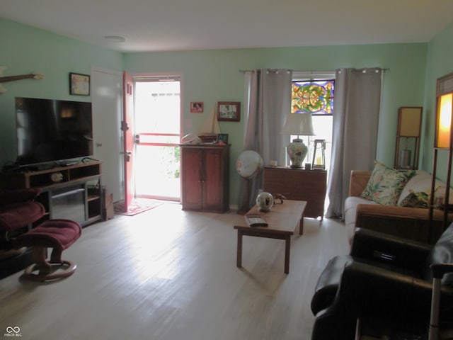 6808 Summer Time Dr, Indianapolis, IN 46226 - living room featuring wood finished floors