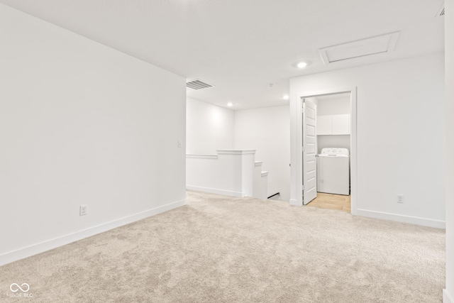 7239 Governors Row, Avon, IN 46123 - empty room featuring washer / dryer, carpet flooring, recessed lighting, and attic access