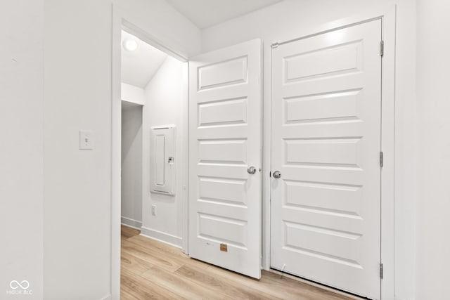7239 Governors Row, Avon, IN 46123 - corridor featuring light wood-style floors and electric panel